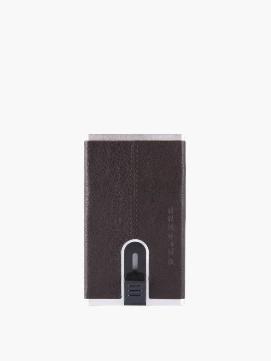 Piquadro, Black Square, Leather Card Holder, Square Sliding System, PP4825B3R-TM, Brown, For Men