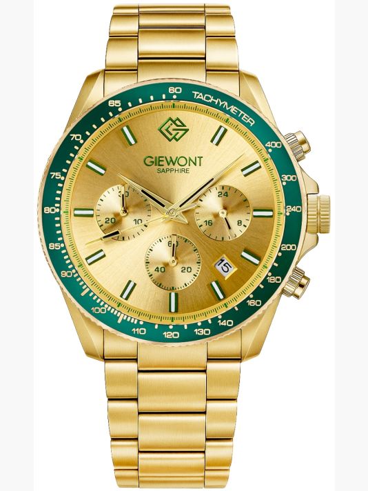 Мужские часы Giewont Chronograph Sapphire Золото Зеленые GW3520-B6