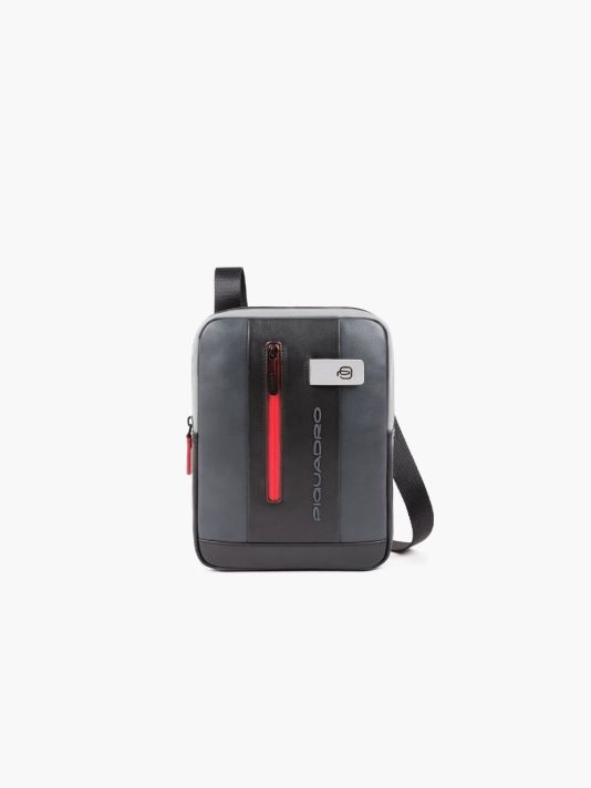 Piquadro, Urban, iPad Sleeve, Leather Crossbody Bag, Black/Grey, CA1816UB00, 21 x 27 x 6 cm, For Men