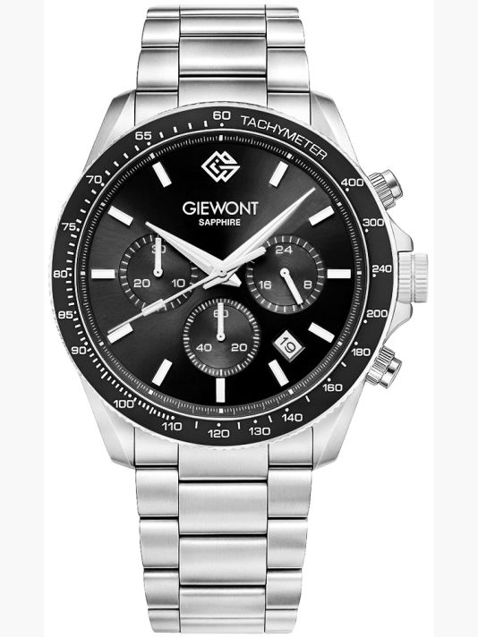 Мужские часы Giewont Chronograph Sapphire Серебристо-черные GW3520-B2