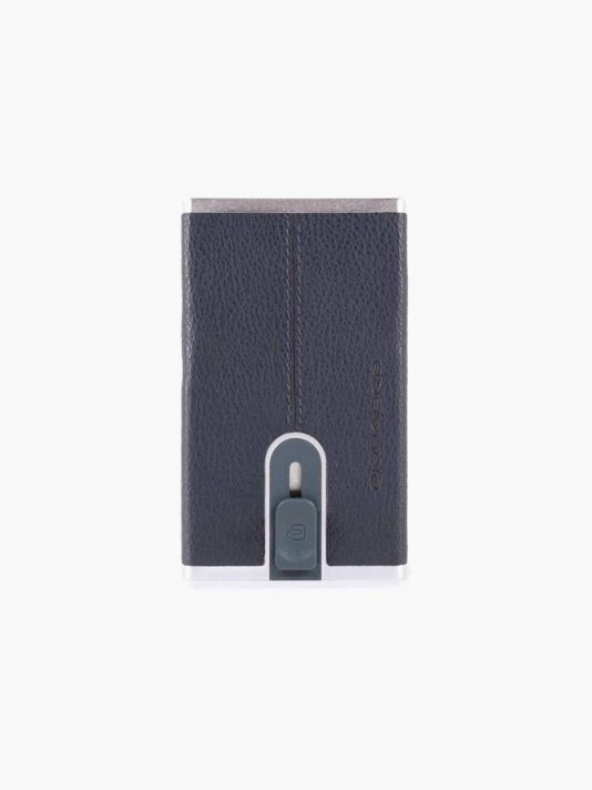 Piquadro, Black Square, Leather Wallet, Square Sliding System with Compact for Banknotes, PP4891B3RBLU4, Blue, For Men