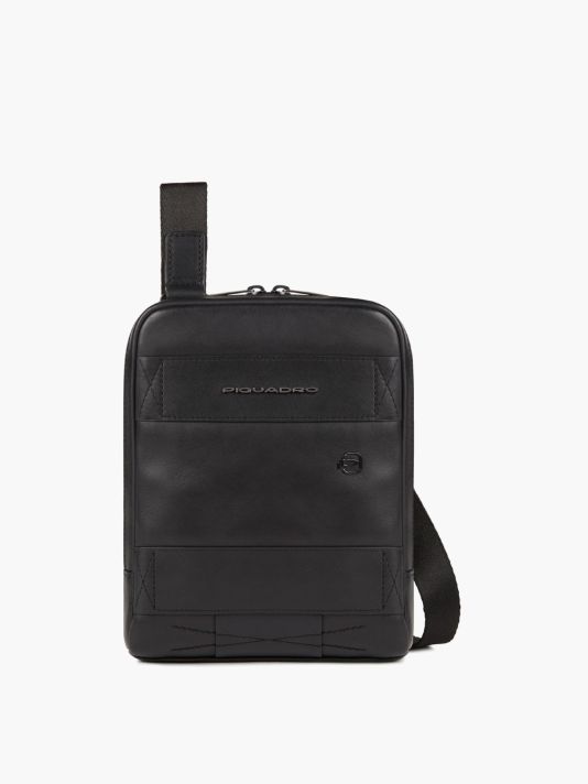 Piquadro, Obidos, Leather Crossbody Bag, Black, 17 x 22 x 5.00 cm, For Men