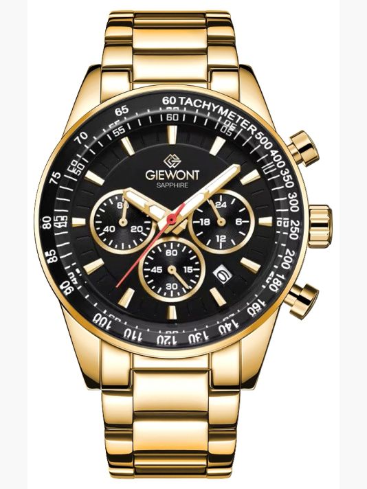 Zegarek Męski Giewont Chronograph Sapphire Złoto Czarny GW9140-B4