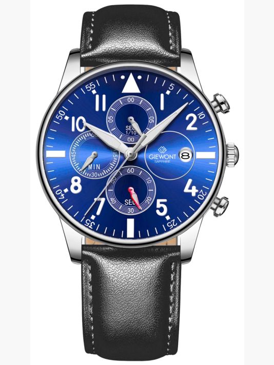 Zegarek Męski Giewont Chronograph Sapphire Czarno Niebieski GW5630-A3