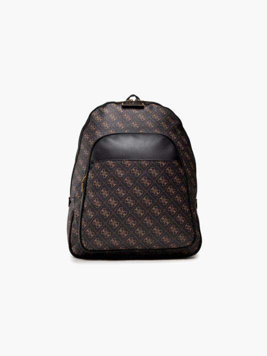 Guess, Vezzola, Synthetic Leather, Textile Backpack, Brown, Laptop Compartiment, hmvezl p1105, For Men, 38 x 33 x 10 cm
