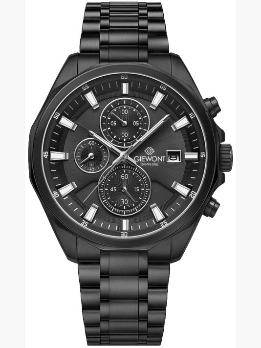 Zegarek Męski Giewont Chronograph Sapphire Czarny GW7290-B1