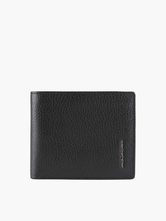 Piquadro, Piquadro, Leather Wallet, With Zipped Coin Pocket, Black, For Men