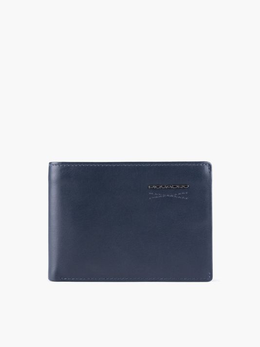 Piquadro, Obidos, Leather Wallet, Coin Holder, Blue, For Men