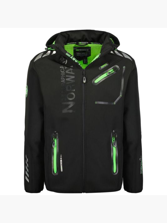 Geographical Norway ROYAUTE BLACK / GREEN DB MEN 068 BLACK / GREEN men's softshell jacket (WY8026H/GN-NOIR / VERT)