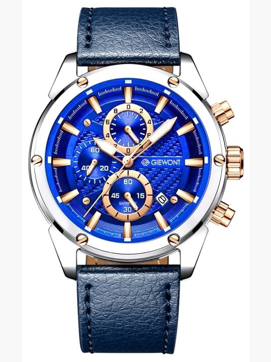 Zegarek Męski Giewont Chronograph Sapphire Srebrno Niebieski GW8810-A2