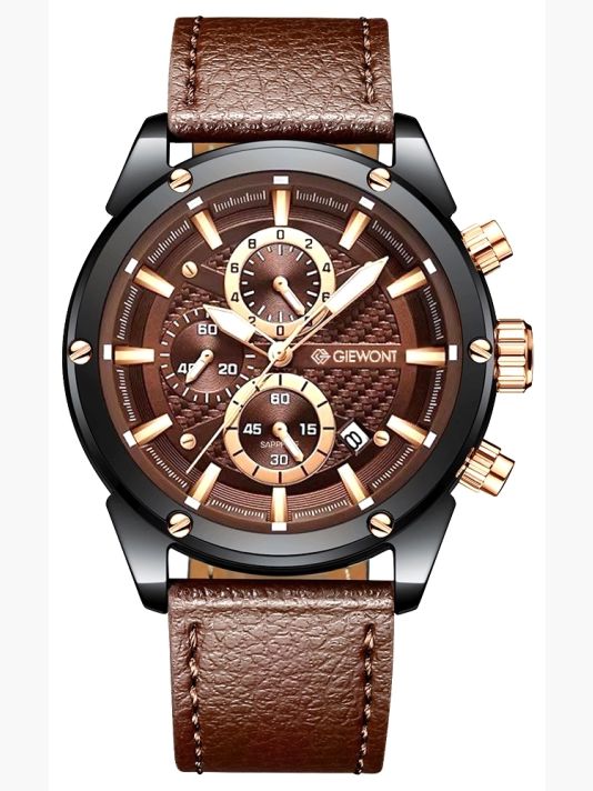 Zegarek Męski Giewont Chronograph Sapphire Czarno Brązowy GW8810-A3