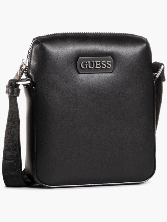 Guess, Dan, Document Holder, Leather Crossbody Bag, Black, Mini, For Men