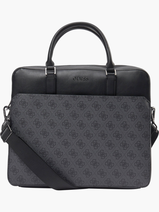 Guess, Vezzola, Polyurethane, Textile Briefcase, Computer, Black, 35 x 29 x 9 cm, For Men