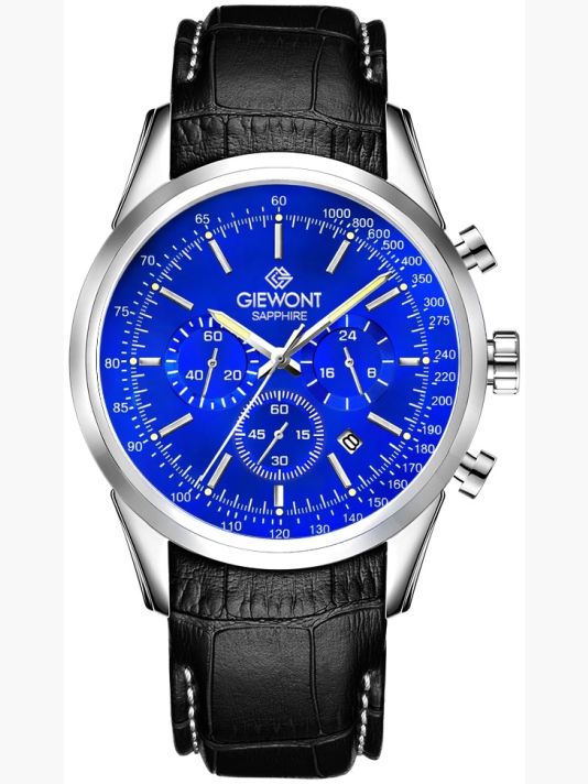 Zegarek Męski Giewont Chronograph Sapphire Srebrno Niebieski GW7650-A3