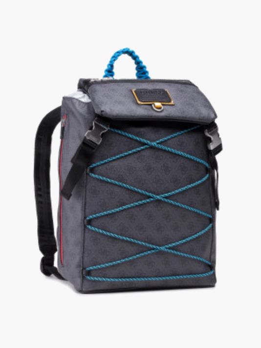 Guess, Salameda, Polyester, Textile Backpack, Blue, Laptop Compartiment, For Men, 14 x 11.5 x 5.5 cm