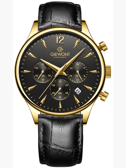 Zegarek Męski Giewont Chronograph Sapphire Czarno Złoty GW6310-A4