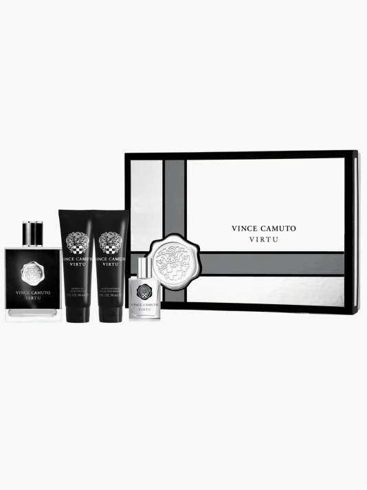 Set Vince Camuto: Virtu, Eau De Toilette, For Men, 100 ml + Virtu, Eau De Toilette, For Men, 15 ml + Virtu, Moisturizing, After-Shave Balm, 90 ml + Virtu, Shower Gel, Body