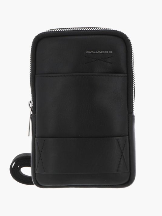 Piquadro, Obidos, Leather Crossbody Bag, Black, For Men