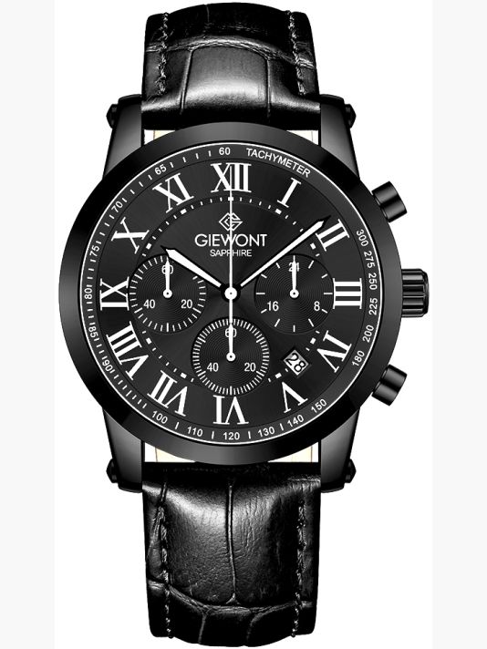 Мужские часы Giewont Chronograph Sapphire Черные GW6260-A3