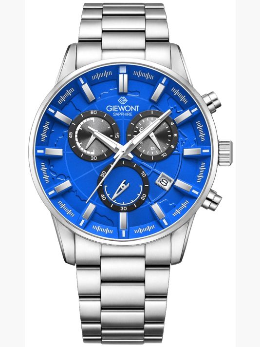 Мужские часы Giewont Chronograph Sapphire серебристо-синие GW4580-B3