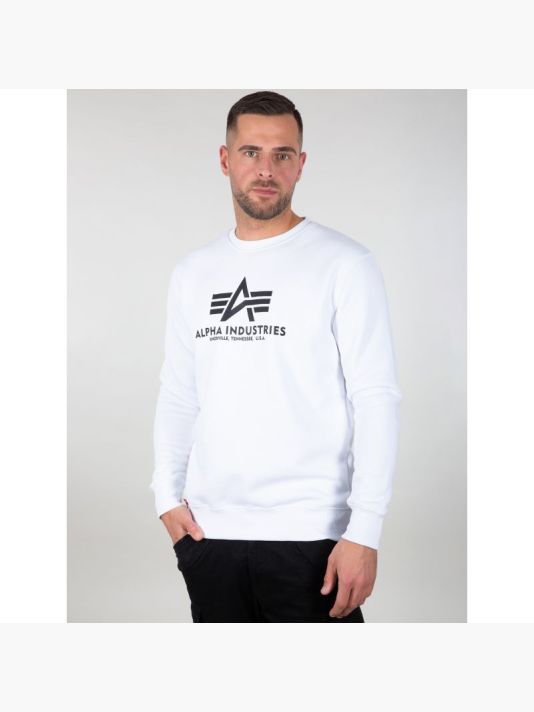Alpha Industries Basic Sweater black men's open-front sweatshirt with logo print (178302-09)