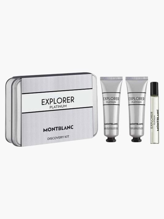 Set Montblanc: Explorer Platinum, Eau De Parfum, For Men, 7.5 ml + Explorer Platinum, Hydrating, Cream, For Face, 30 ml + Explorer Platinum, Hydrating, Shower Gel, All Skin Types