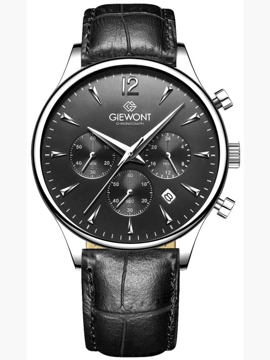 Zegarek Męski Giewont Chronograph Sapphire Czarno Srebrny GW6310-A2