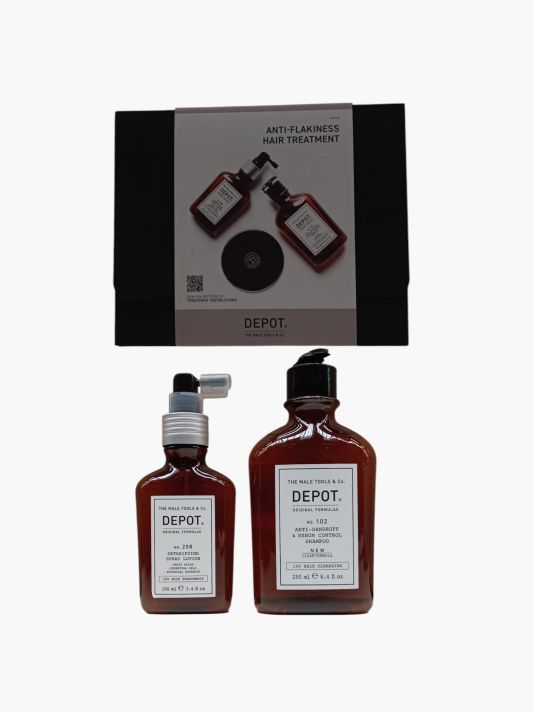 Consumer Kit C Set Depot: 100 Hair Cleansing No. 102, Botanical Complex, Hair Shampoo, Anti-Dandruff & Sebum Control, 250 ml + 200 Hair Treatments No. 208, Botanical Complex, Leave-In Scalp Treatment Lotion, For Detoxing