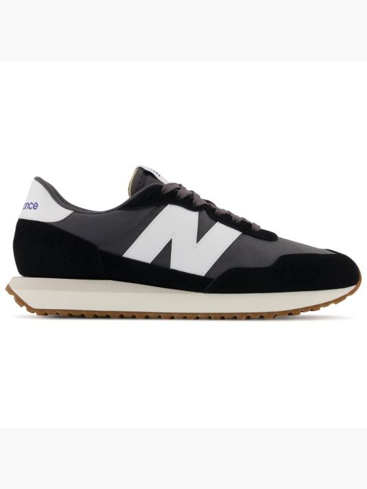 New Balance men's sneakers, suede leather lifestyle sports shoes, black (MS237GA)
