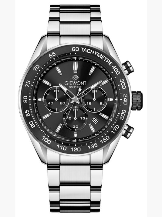 Zegarek Męski Giewont Chronograph Sapphire Srebrno Czarny GW9580-B1