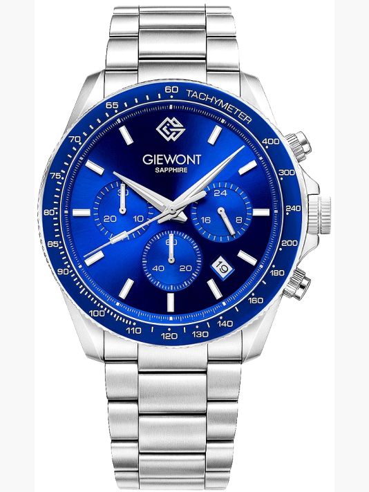 Мужские часы Giewont Chronograph Sapphire Серебристо-Синие GW3520-B3