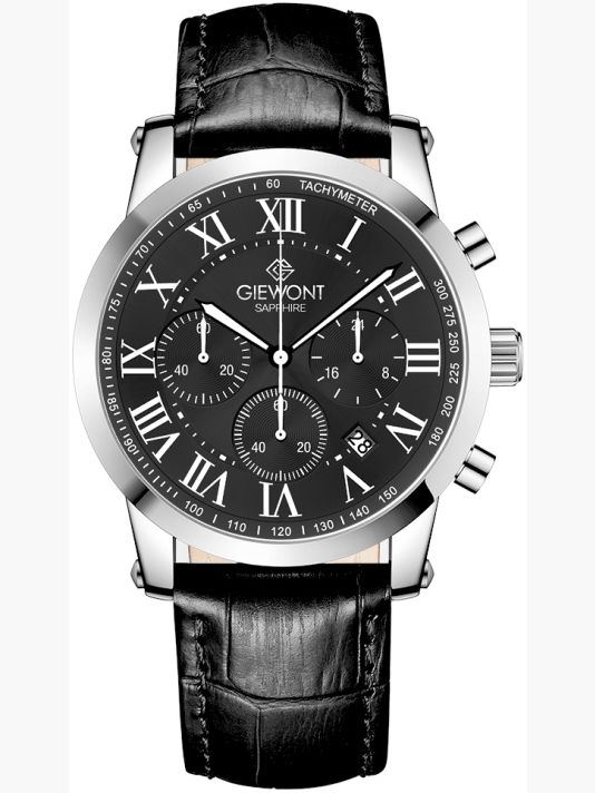 Zegarek Męski Giewont Chronograph Sapphire Srebrno Czarny GW6260-A2