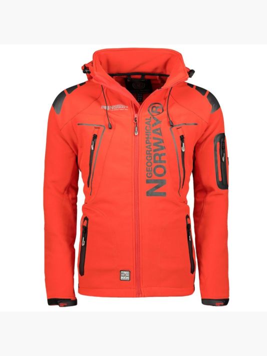 Geographical Norway Techno MEN 056 BS3 men's sports jacket with adjustable hood, waterproof, red (WU1060H/GN)