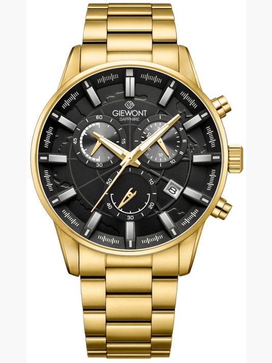 Zegarek Męski Giewont Chronograph Sapphire Złoto Czarny GW4580-B4