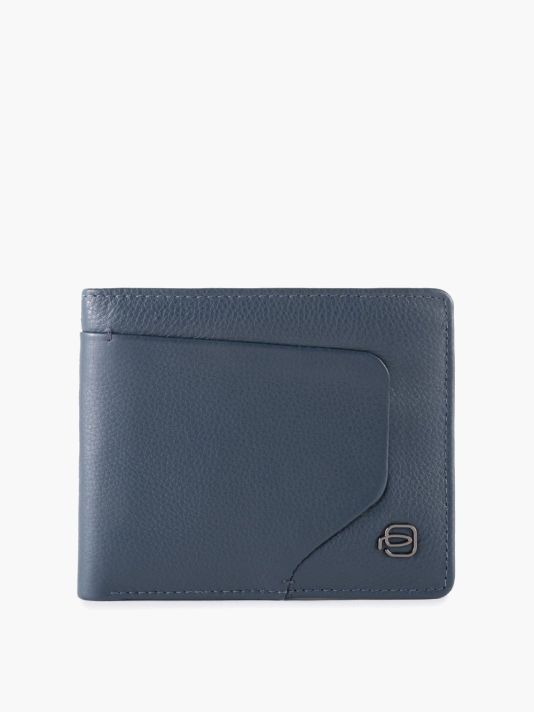 Piquadro, Akron, Leather Wallet, With Detachable Document Holder, Blue, For Men