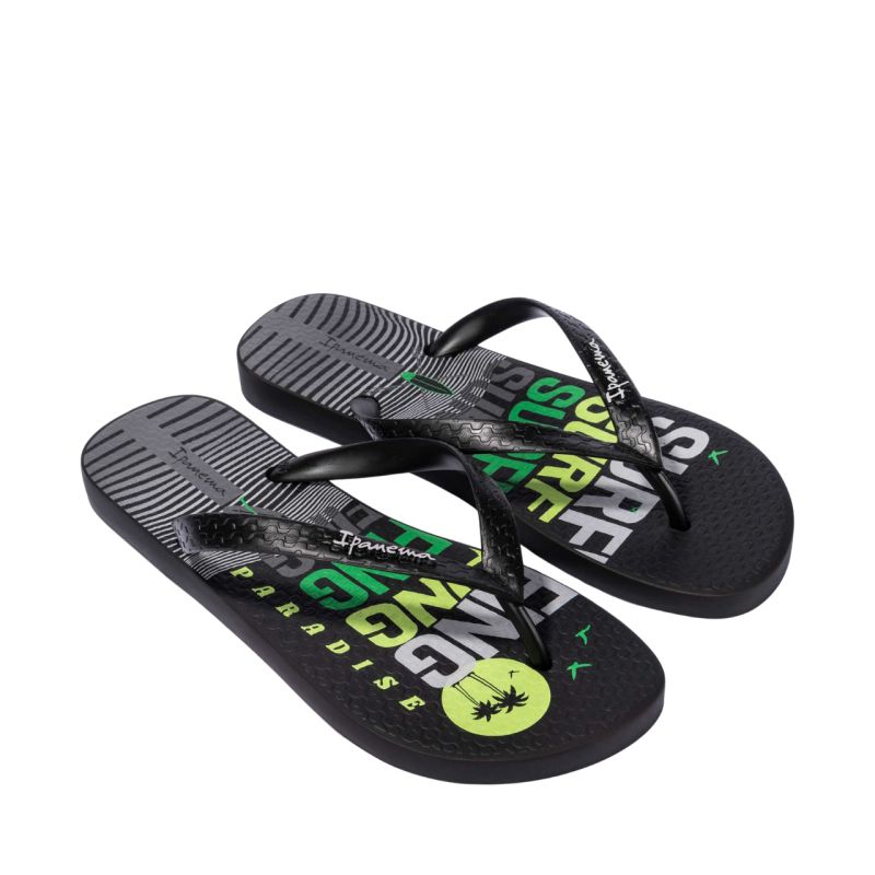 Ipanema Graphics Men's Flip-Flops Black and Green 83532-AP253
