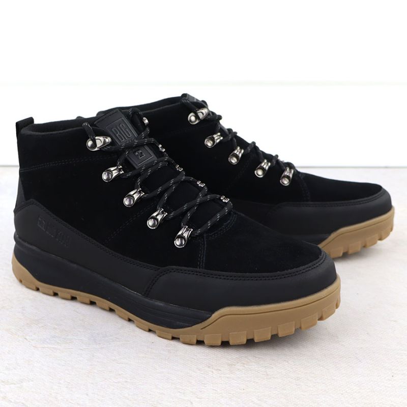 Men's leather boots, unlined, black, Big Star SS174265
