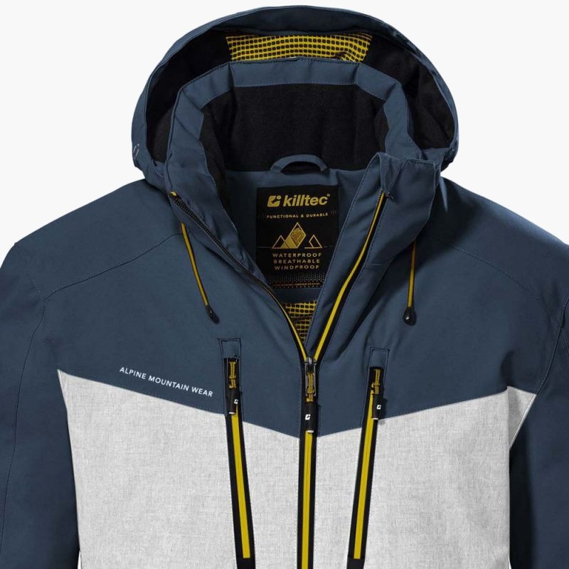 Killtec KSW 45 men's ski jacket with detachable hood and zipper, blue (38699/872)